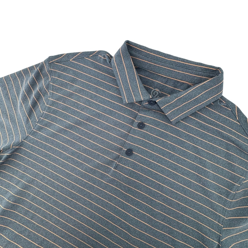 Champion Polo Shirt Mens Large Blue Pink Striped Short Sleeve Performance‎ Golf